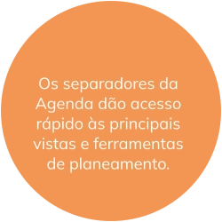 Os separadores da Agenda dão acesso rápido às principais vistas e ferramentas de planeamento.